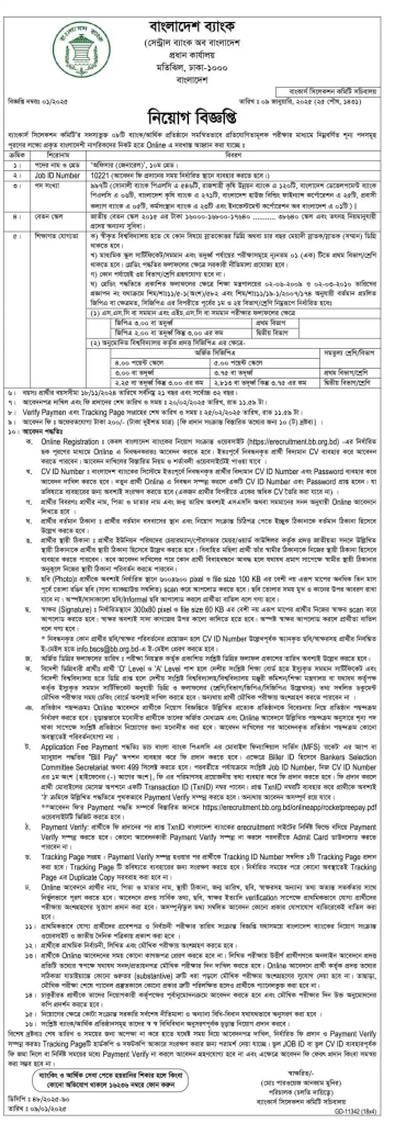 Bangladesh Bank job circular 2025 picture
